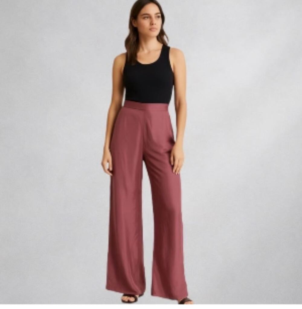 Athleta Calm Cool Wide Leg Pants Women’s Medium Mauve Rose EUC